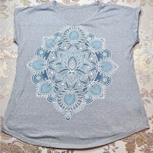 ✨ Gray Mandala Print Women’s Top • Lucky Brand Sparkle